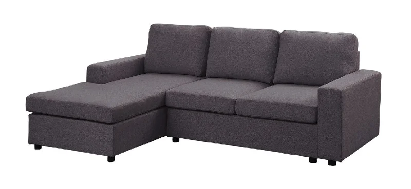 Sofa quick-setup frame-Newlyn - Linen Reversible Sectional Sofa Chaise