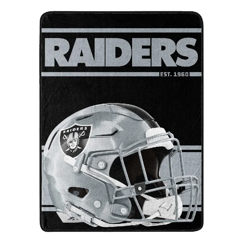 fleece-lined travel throw blanket-NFL 059 Raiders Run Micro Raschel Throw