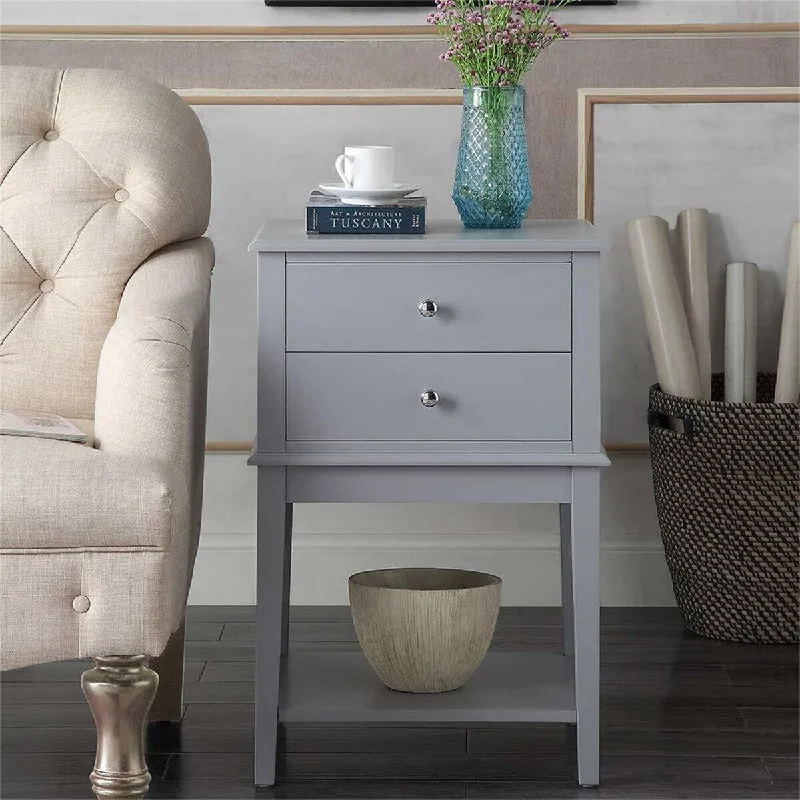 Sofa cozy seagrass fabric-Nightstand W/ Drawer & Storage Shelf, Sofa Side Table End Tables, Grey