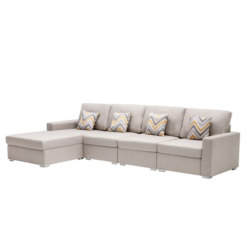 Sofa open boho aesthetic-Nolan - 4 Piece Reversible Sectional Sofa Chaise With Interchangeable Legs