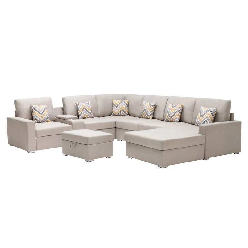 Sofa quick-assembly design-Nolan - 8 Piece Sectional Sofa With Interchangeable Legs