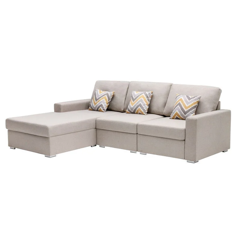 Sofa durable oak legs-Nolan - Fabric 3 Piece Reversible Sectional Sofa