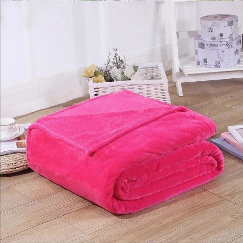 color-coordinated throw blanket-Pink Flannel Fleece Throw Blanket 50" x 60"