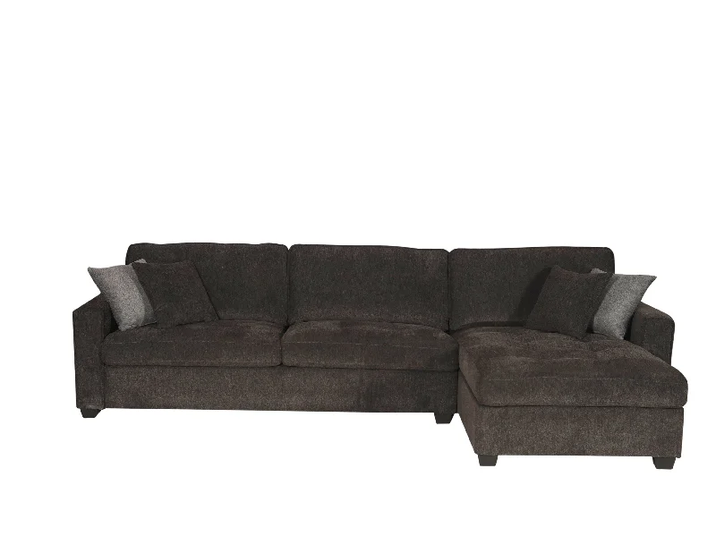 Sofa comfy plush design-Polaris - Fabric Wide Reversible Sectional Sofa - Black