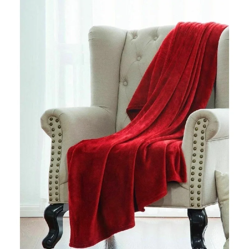 colorful boho throw blanket-Red Fleece Throw Blanket 50" x 60"