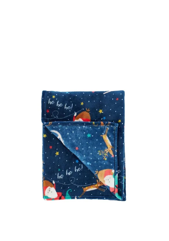 artistic abstract print throw blanket-Catherine Lansfield Santas Christmas Wonderland Throw, Navy Multi