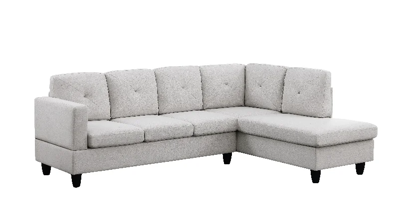 Sofa for casual seating-Santiago - Linen Sectional Sofa With Right Facing Chaise