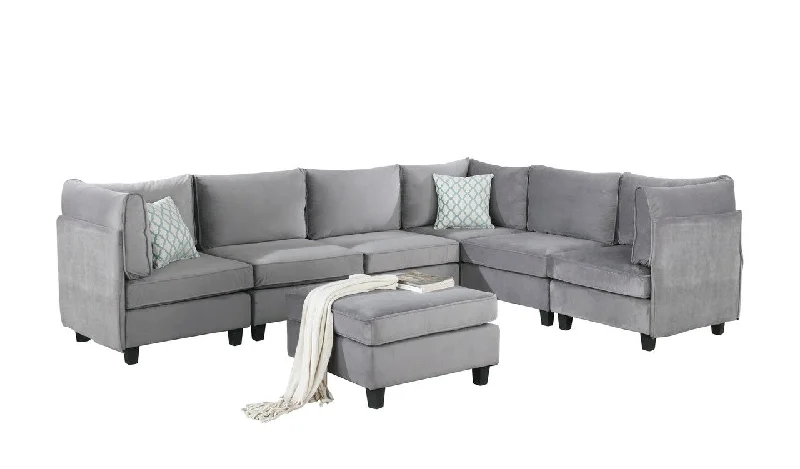 Sofa for casual hangouts-Simona - Velvet Modular Sectional Sofa