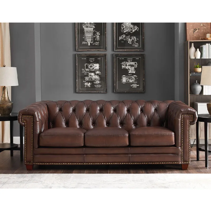 Sofa trendy sepia tones-Stanwood - Leather Sofa - Caramel