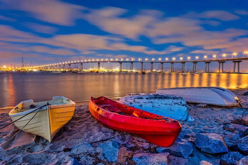 embossed leather wall decor for rich textures -Wall Decor bundle offers-Temp Glass With Foil - San Diego Coronado Bridge - Blue