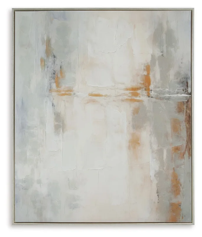 oversized abstract brushstroke wall decor -Wall Decor for outdoor dining-Vallrow - Gray / Amber - Wall Art