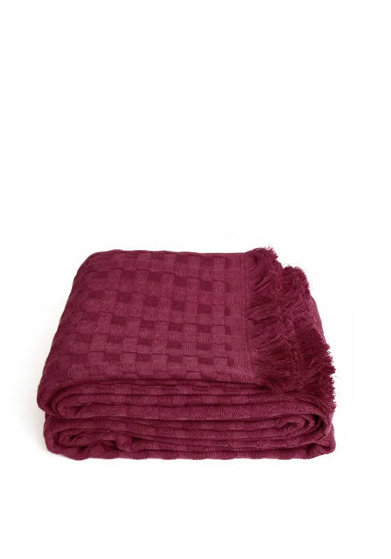 cozy fall season throw blanket-The Home Studio Large Waffle Throw, Grape