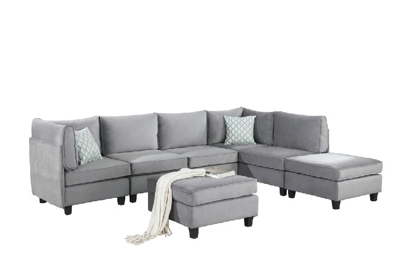 Sofa plush flannel upholstery-Zelmira - Velvet Sctional Sofa